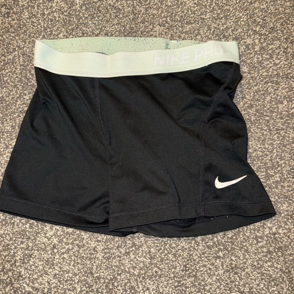 Nike Pro Women's Black Shorts with Grey/Mint Band